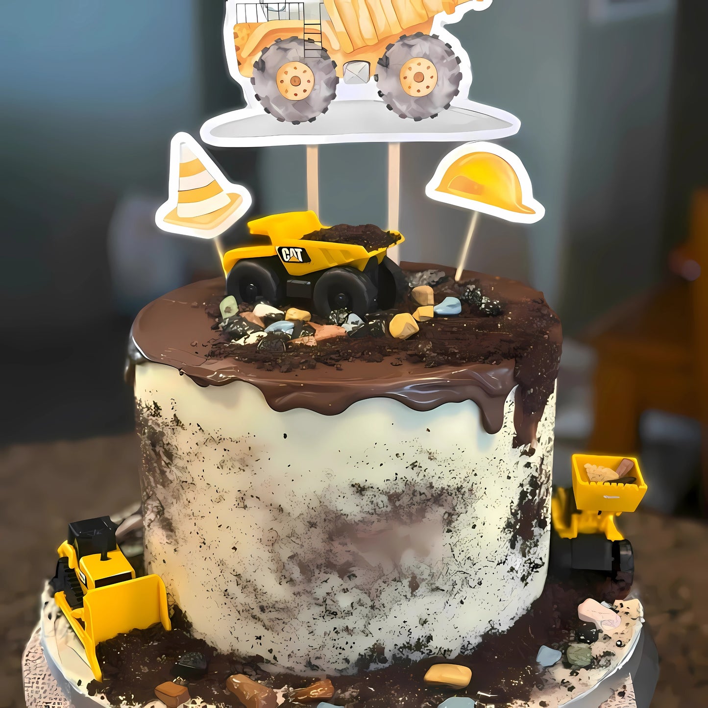 Construction Cupcake Toppers – 18 Pcs Dump Truck & Bulldozer Party Picks