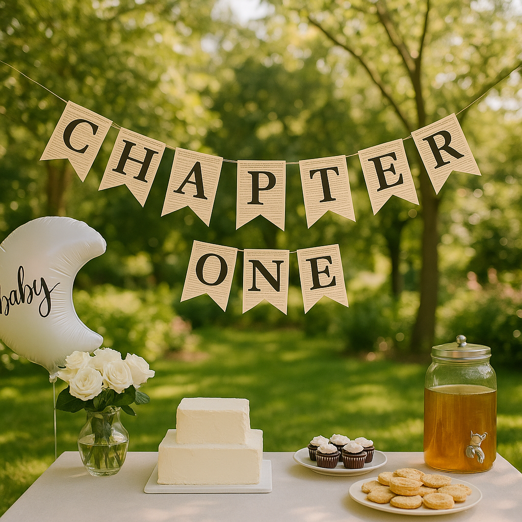 Chapter One First Birthday Banner – Vintage Storybook Garland for Baby