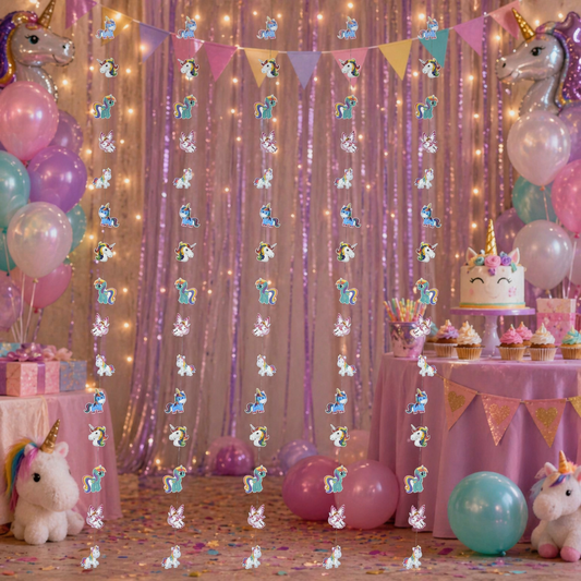 Rainbow Unicorn Garland – Colorful Hanging Decoration for Girls Birthday & Nursery