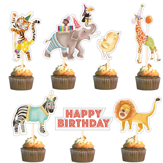 Jungle Safari Cupcake Toppers – 21 Pcs Animal Picks for Kids Party