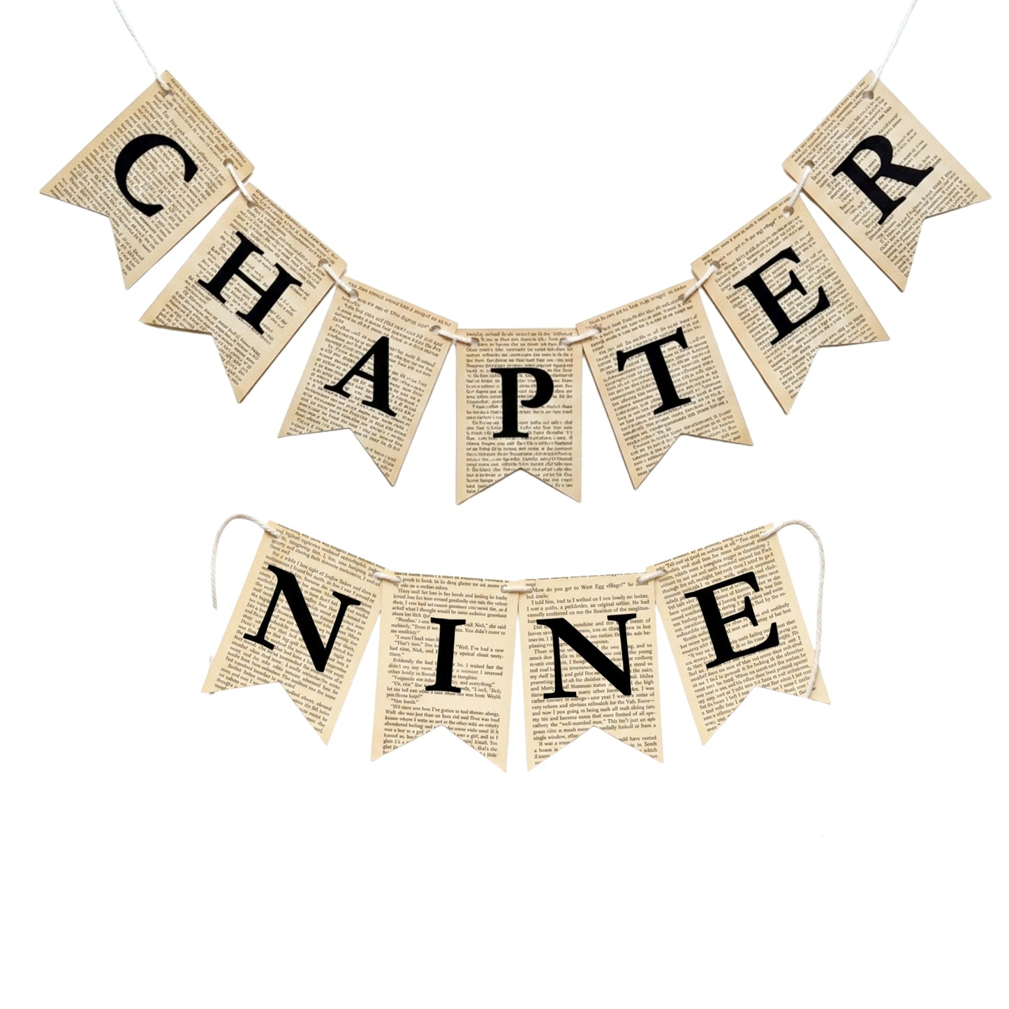 Chapter Nine Birthday Banner Set – Book Lover Party Garland with Bookmarks