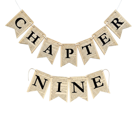 Chapter Nine Birthday Banner Set – Book Lover Party Garland with Bookmarks