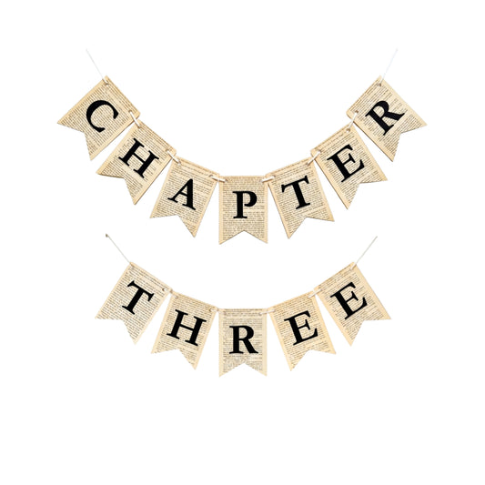 Chapter Three Birthday Banner Set – Book-Themed Garland with Bookmarks