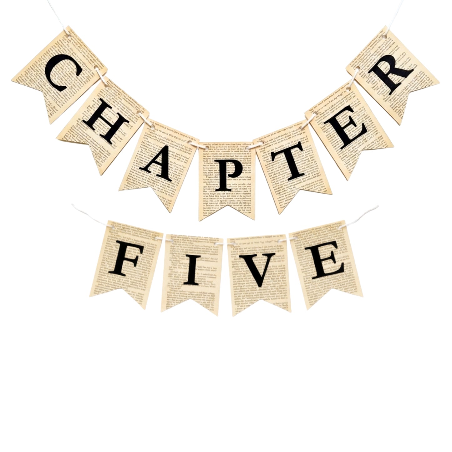 Chapter Five Birthday Banner Set – Book-Themed Garland with Bookmarks