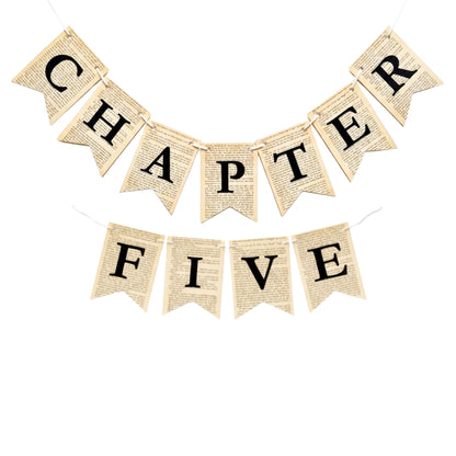 Chapter Five Birthday Banner Set – Book-Themed Garland with Bookmarks