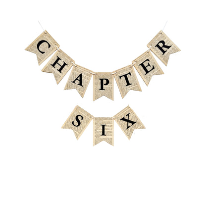 Chapter Six Rustic Book Page Banner Garland – Farmhouse Hanging Pennant