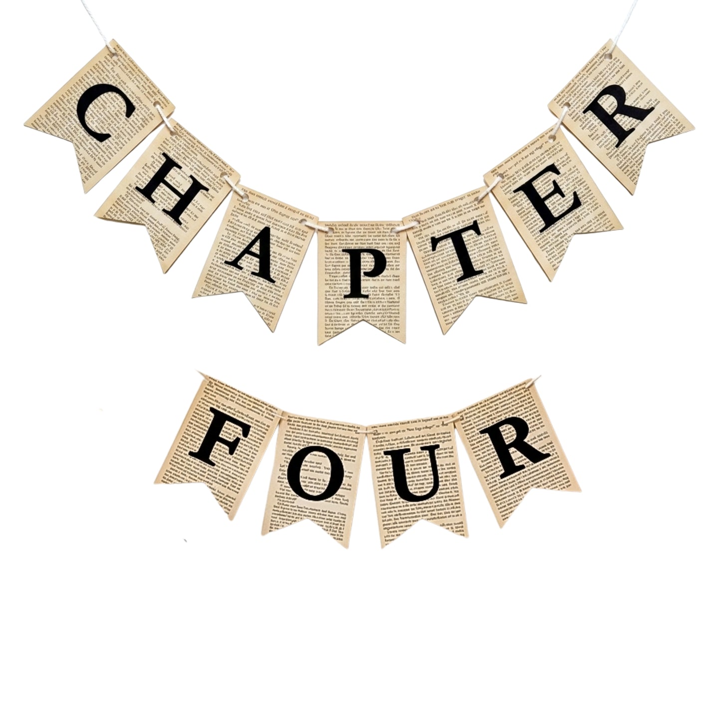 Chapter Four Birthday Banner Set – Rustic Book-Themed Garland with Bookmarks