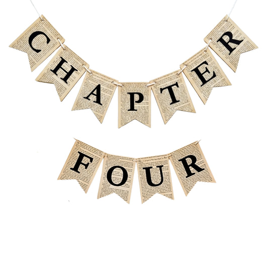Chapter Four Birthday Banner Set – Rustic Book-Themed Garland with Bookmarks