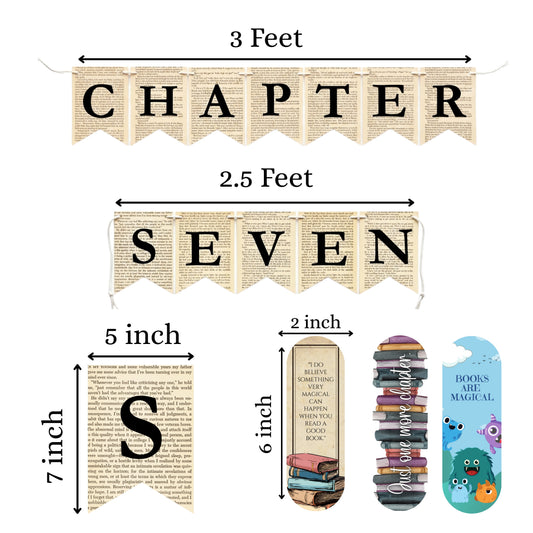 Chapter Seven Book Page Banner Garland – Rustic Literary Party Decoration