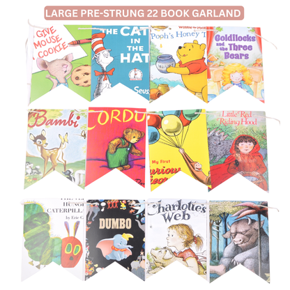 Vintage Book Page Garland – 22 Pcs String Decoration for Book Lovers
