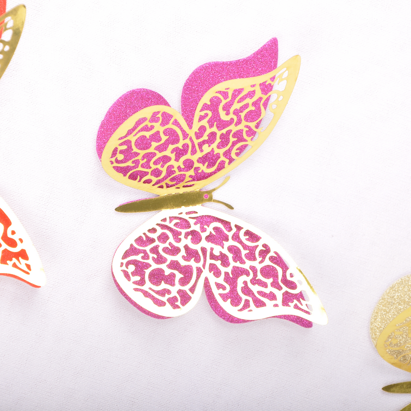 3D Butterfly Wall Decor – 12 Pcs Double-Layer Glitter Butterflies, 3 Sizes