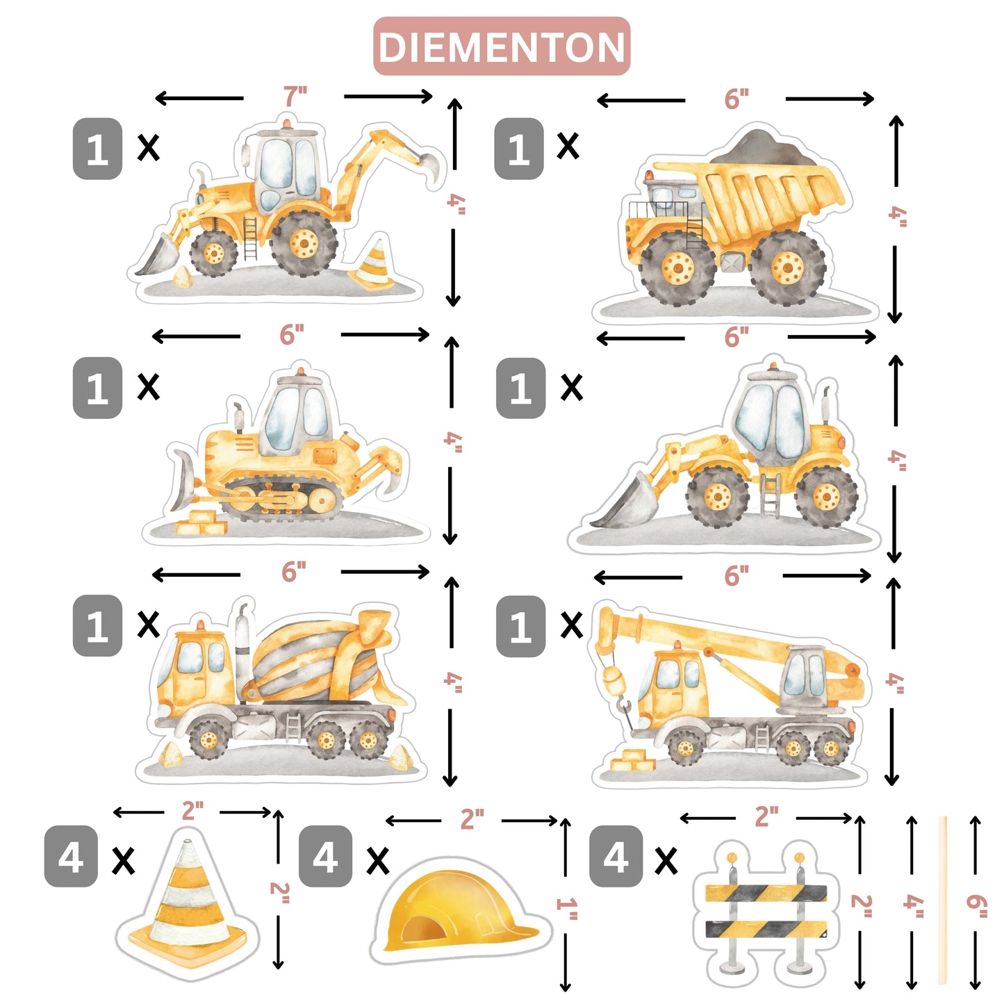 Construction Cupcake Toppers – 18 Pcs Dump Truck & Bulldozer Party Picks