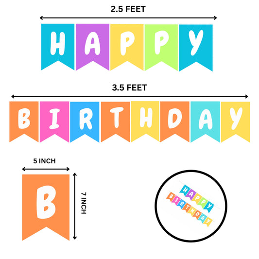 Colorful Happy Birthday Banner Garland – Rainbow Pastel Swallowtail Pennants