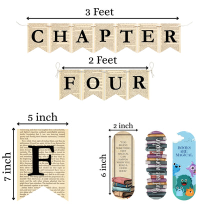 Chapter Four Birthday Banner Set – Rustic Book-Themed Garland with Bookmarks