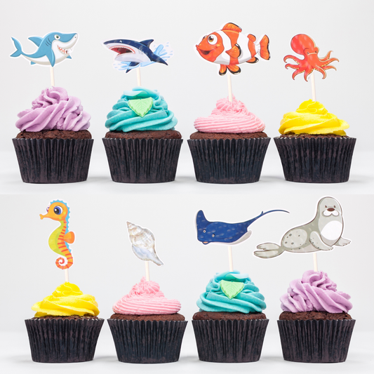 Ocean Animal Cupcake Toppers – 15 Pcs Under the Sea Party Picks