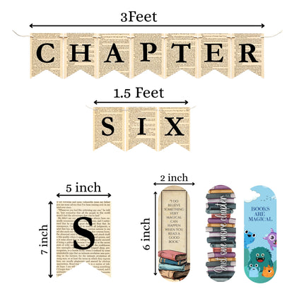 Chapter Six Rustic Book Page Banner Garland – Farmhouse Hanging Pennant