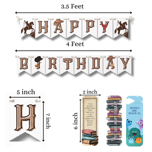 Western Cowboy Happy Birthday Banner – Rustic Wild West Garland Decoration