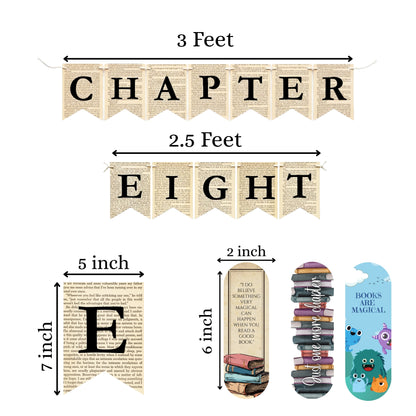 Chapter Eight Book Page Banner Garland – Rustic Literary Party Decoration