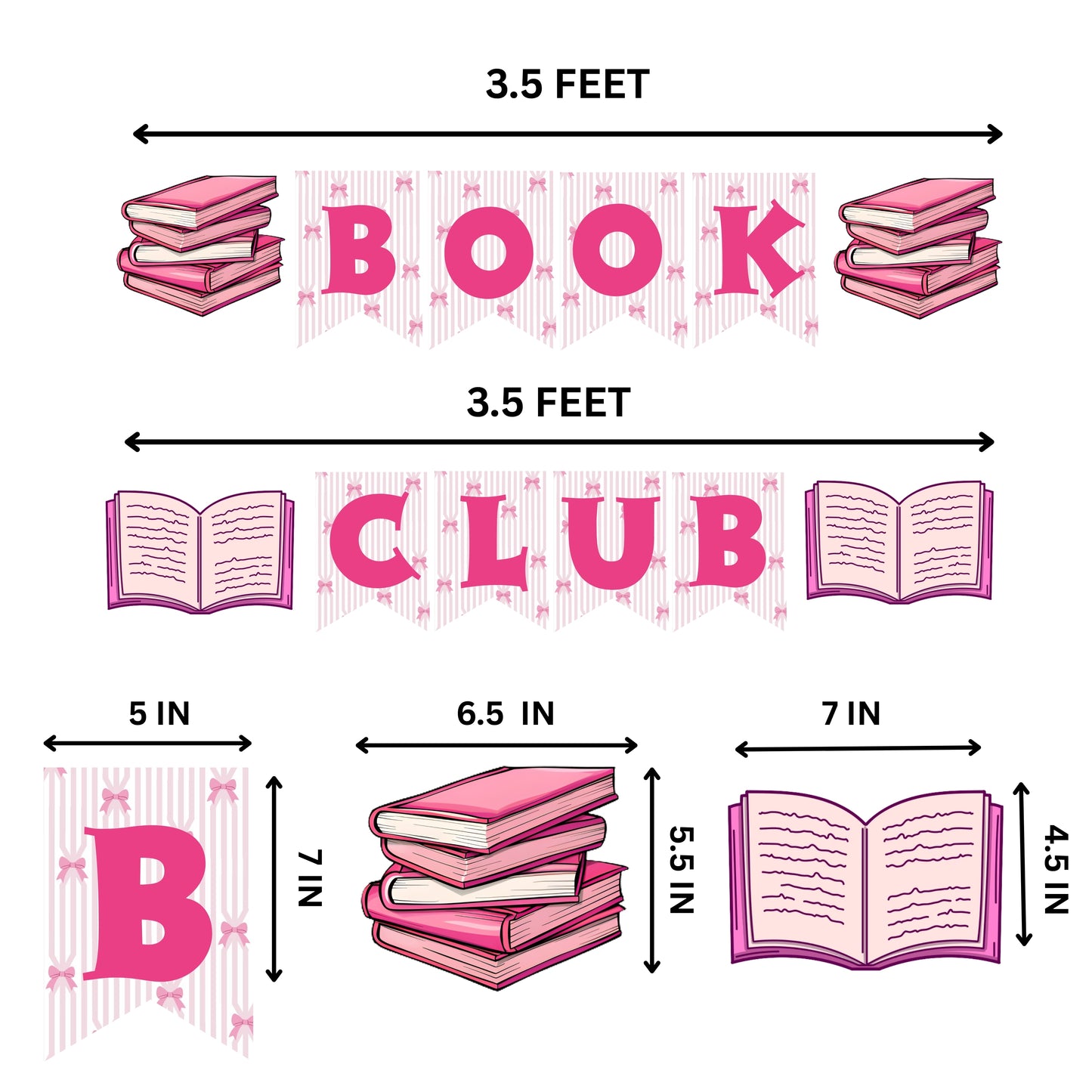 Pink Book Club Banner Garland – Coquette Reading Theme Party Decoration