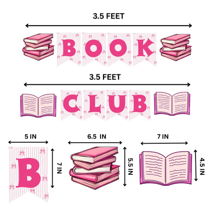 Pink Book Club Banner Garland – Coquette Reading Theme Party Decoration