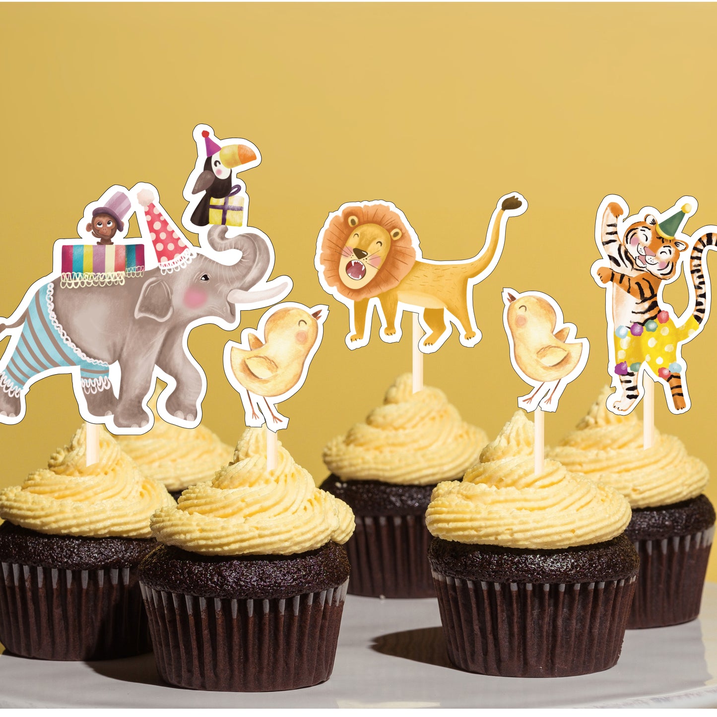 Jungle Safari Cupcake Toppers – 21 Pcs Animal Picks for Kids Party