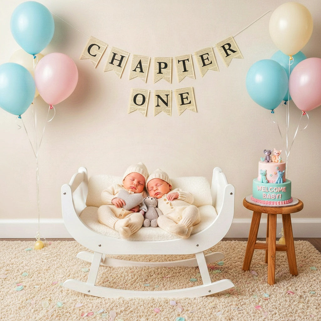 Chapter One First Birthday Banner – Vintage Storybook Garland for Baby