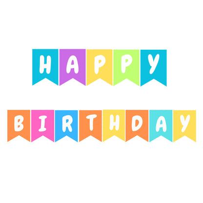 Colorful Happy Birthday Banner Garland – Rainbow Pastel Swallowtail Pennants