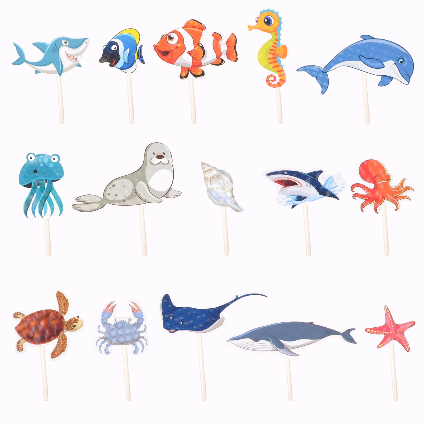 Ocean Animal Cupcake Toppers – 15 Pcs Under the Sea Party Picks