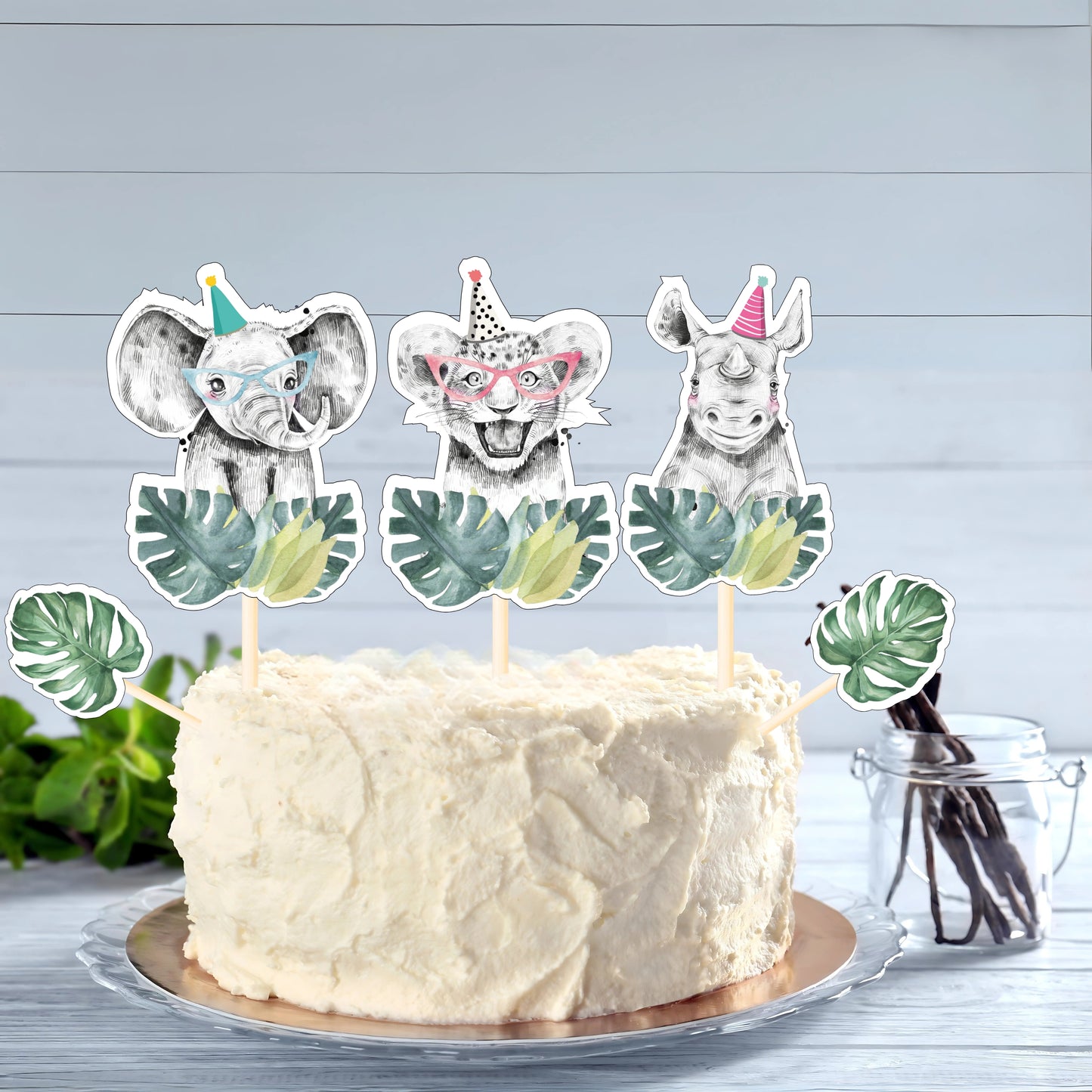 Jungle Safari Cupcake Toppers – 21 Pcs Animal Party Picks for Kids