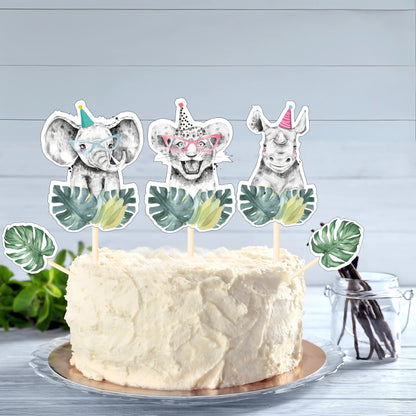 Jungle Safari Cupcake Toppers – 21 Pcs Animal Party Picks for Kids