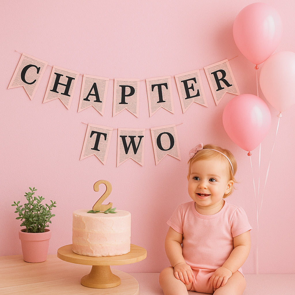 Chapter Two Book Garland Banner – Vintage 2nd Birthday & Storybook Decoration