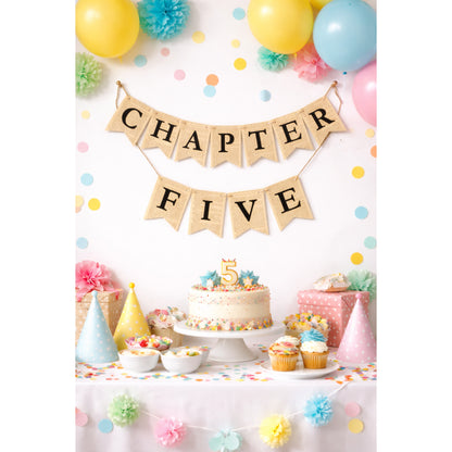 Chapter Five Birthday Banner Set – Book-Themed Garland with Bookmarks