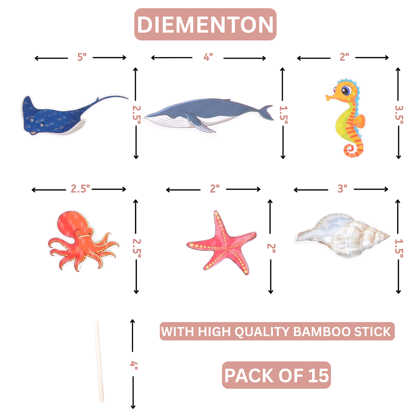 Ocean Animal Cupcake Toppers – 15 Pcs Under the Sea Party Picks