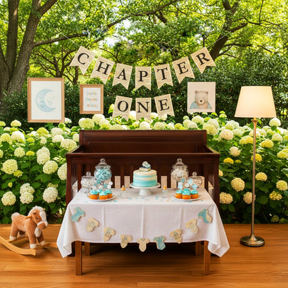 Chapter One First Birthday Banner – Vintage Storybook Garland for Baby