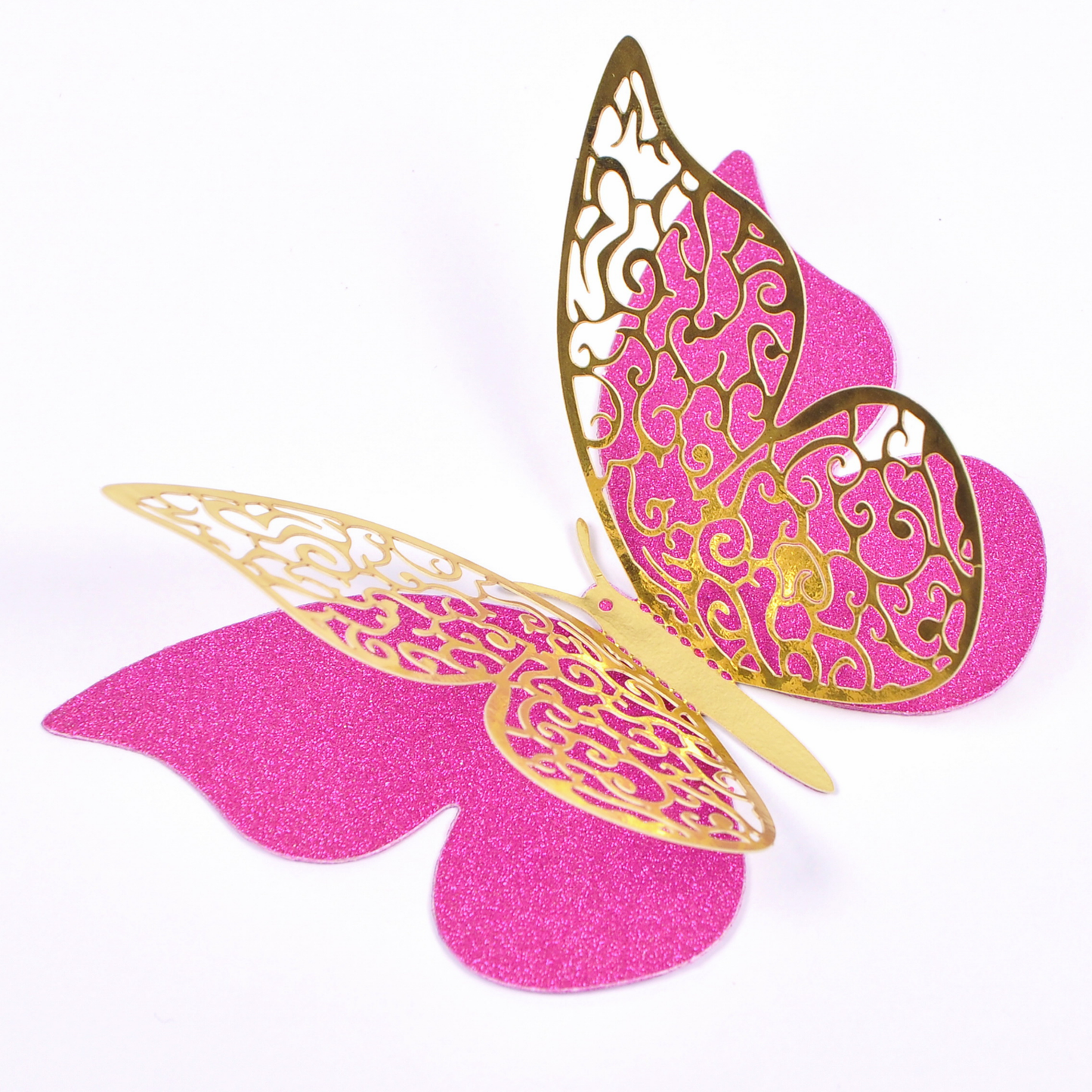 3D Butterfly Wall Decor – 12 Pcs Double-Layer Glitter Butterflies, 3 Sizes