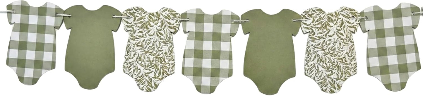 Sage Green Baby Onesie Garland – Gender Neutral Baby Shower Decoration Banner