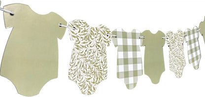 Sage Green Baby Onesie Garland – Gender Neutral Baby Shower Decoration Banner