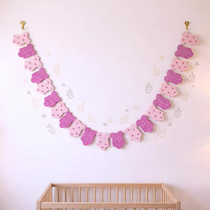 Pink Baby Girl Onesie Garland – Baby Shower & Birthday Decoration Banner