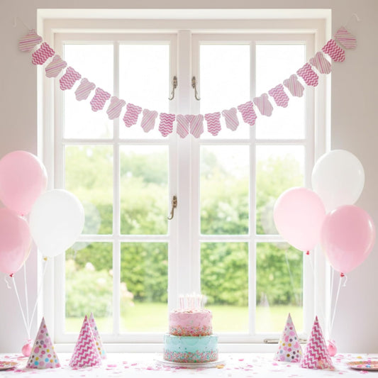 Pink Baby Dress Garland – Baby Shower & Baby Girl Birthday Decoration Banner