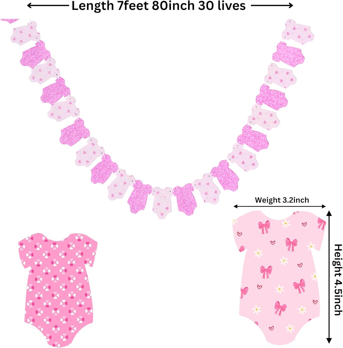 Pink Baby Girl Onesie Garland – Baby Shower & Birthday Decoration Banner
