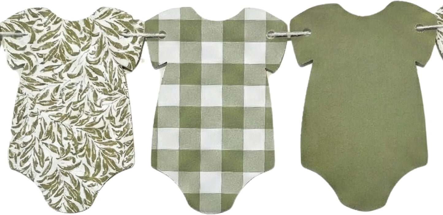 Sage Green Baby Onesie Garland – Gender Neutral Baby Shower Decoration Banner