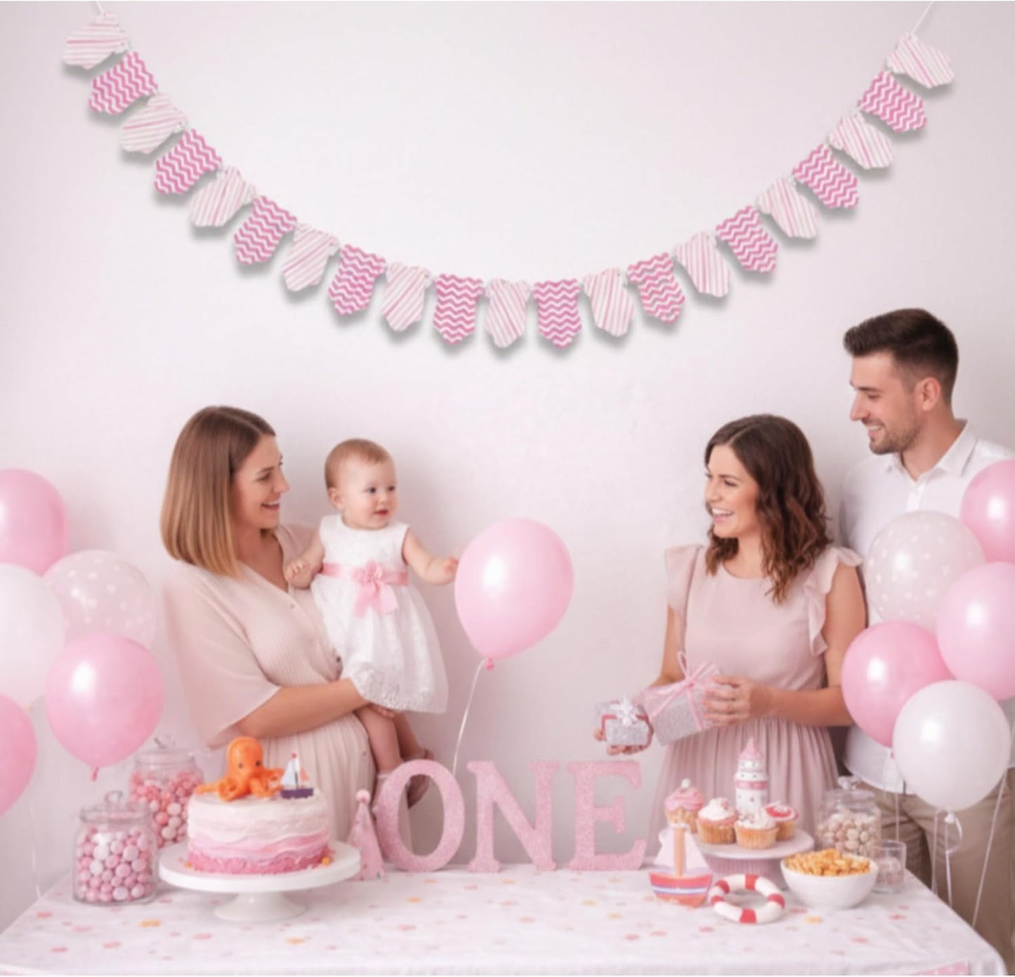 Pink Baby Dress Garland – Baby Shower & Baby Girl Birthday Decoration Banner