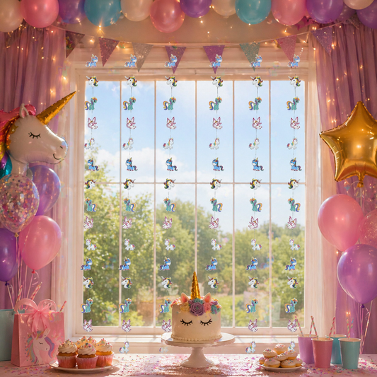 Rainbow Unicorn Garland – Colorful Hanging Decoration for Girls Birthday & Nursery