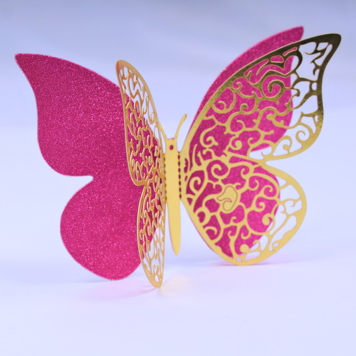 3D Butterfly Wall Decor – 12 Pcs Double-Layer Glitter Butterflies, 3 Sizes