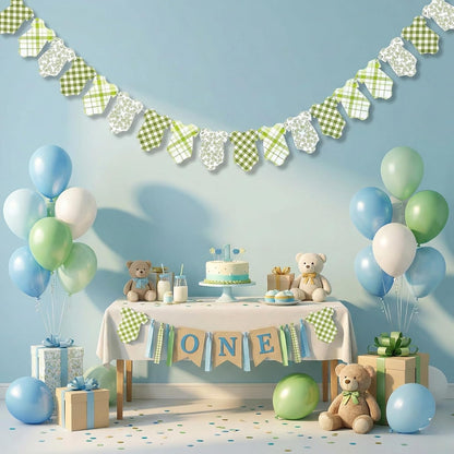 Green Baby Onesie Garland – Baby Shower & Welcome Baby Decoration Banner