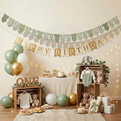 Sage Green Baby Onesie Garland – Gender Neutral Baby Shower Decoration Banner