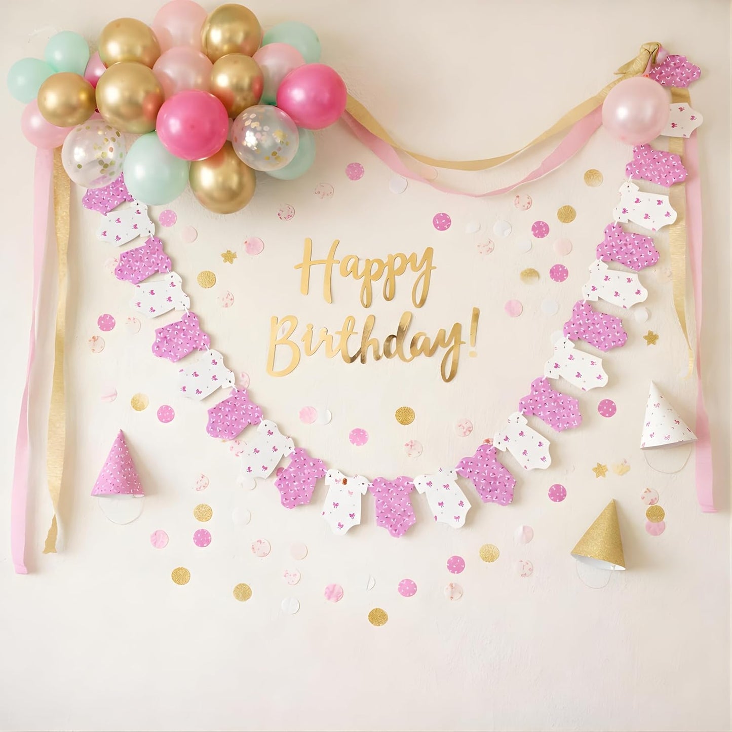 Pink Baby Girl Onesie Garland – Baby Shower & Birthday Decoration Banner