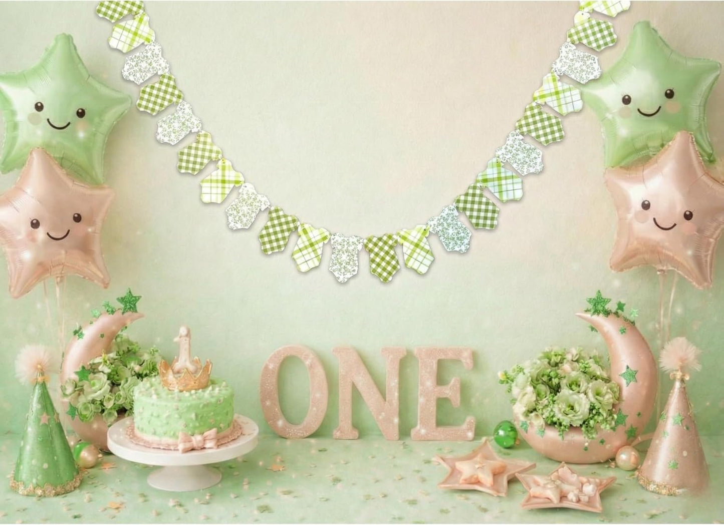 Green Baby Onesie Garland – Baby Shower & Welcome Baby Decoration Banner