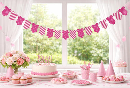 Pink Baby Dress Garland – Baby Shower & 1st Birthday Decoration Banner