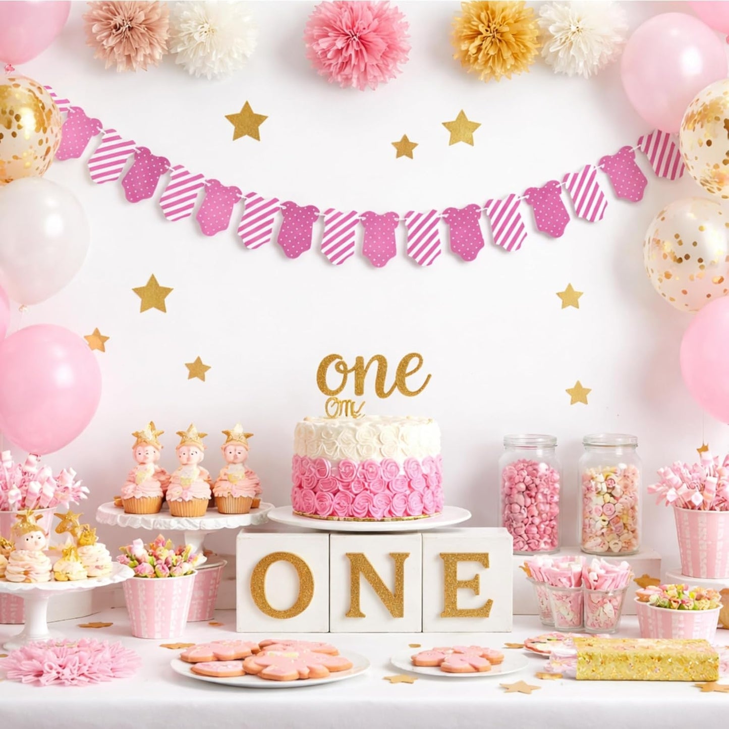 Pink Baby Dress Garland – Baby Shower & 1st Birthday Decoration Banner